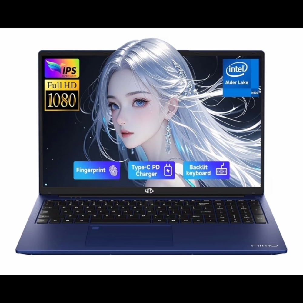 Blue Laptop with Backlit Keyboard